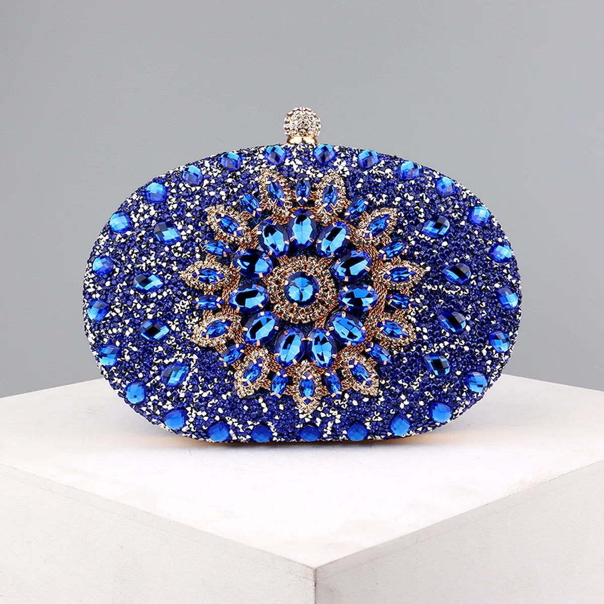 Flower Rhinestones Evening Bags Metal Prom Clutch Diamonds Clutch With Chain Shoulder Handbags Wedding Female Purse