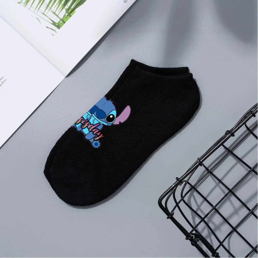 Anime Disney Lilo & Stitch Short Socks Cartoon Boat Socks Spring Summer Breathable Socks for Men and Women Cotton Ankle Socks