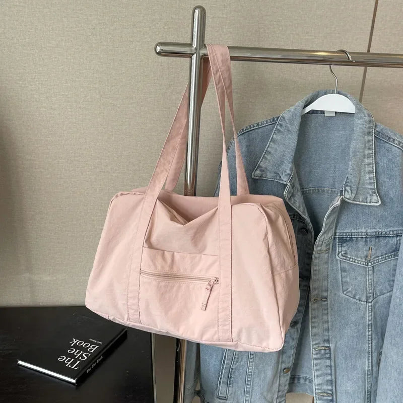 Casual Large Capaci Nylon Cloth Bag Women 2024 New Fashion Commuter Shoulder Bag Short-Distance Travel Bag Fitness Bags