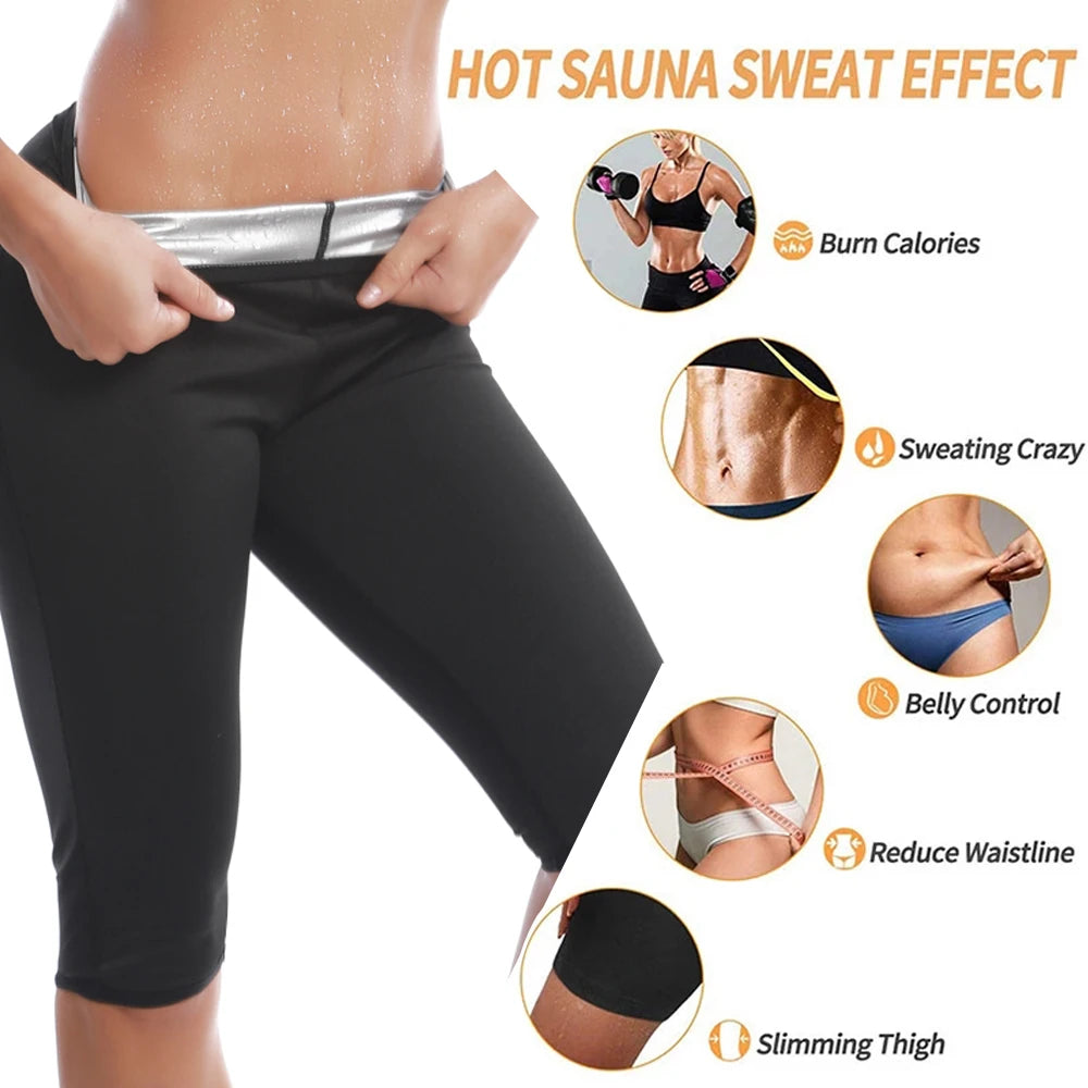 Sauna Slimming Pants Long Waist Trainer Sweat Hot Thermo Weight Loss Women Fat Burner Shorts Compression Leggings Trimmer