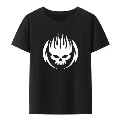 Flame Skull Head Punk Print TShirt Women and Men The Offspring Band Hip-hop Streetwear Fashion Cool Camisetas Plus Size Tops