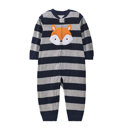 Baby Clothes Spring Autumn Warm Rompers Infant Boy Girl Indoor Pajamas Zipper Fleece Babe Animal Jumpsuit Clothing 9 -24 Months