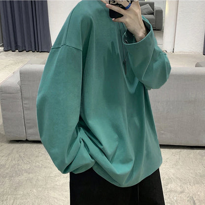 Cotton Oversize  Men's Women T-shirt Man Long sleeves Pure Color Men t shirt T-shirts For Male Female Tops