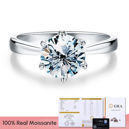 GRA 0.5ct 1ct Real Moissanite Ring Engagement Wedding Diamond Rings for Women 925 Sterling Silver Luxury Quality Fine  Jewelry