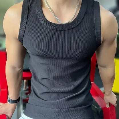 New Men's Casual Tank Top Summer Fitness Training Elastic Base Layer 2024 Sleeveless Sports Vest bodybuilding gym t shirt men