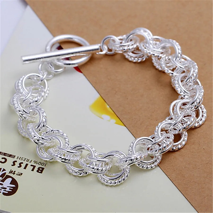 925 Sterling Silver Exquisite Solid Chain Bracelet Fashion Charm Women Men Solid Wedding Cute Simple Models Jewelry