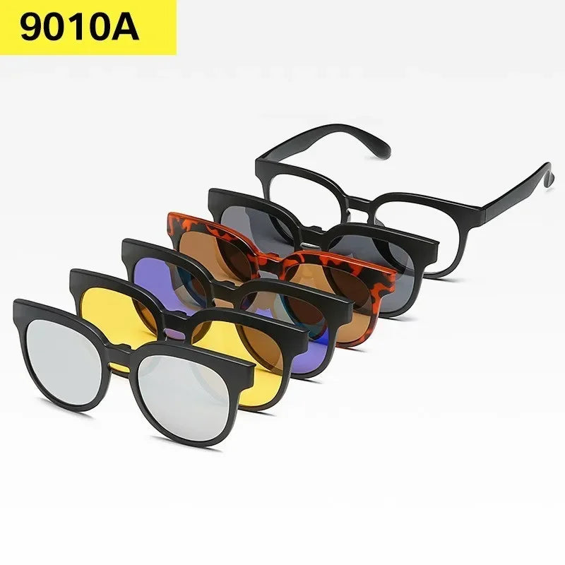 6 In 1 Custom Men Women Polarized Optical Magnetic Sunglasses Clip Magnet Clip on Sunglasses Polaroid Clip on Sun Glasses Frame