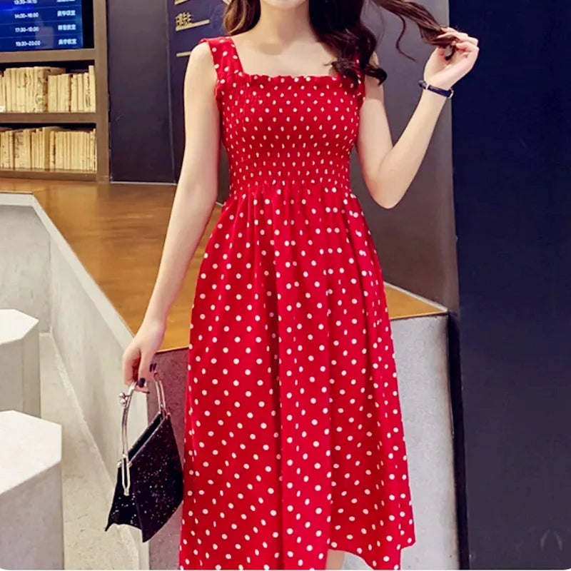 2025 Summer Befree Beach Long Vintage Dots Casual Ruffles Elegant Maxi Strap Camis Silky 5XL Dress Vestidos Sexy Women