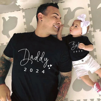 Funny Baby Daddy 2024 Family Matching Clothing Simple Pregnancy Announcement Family Look T Shirt Baby Dad Matching Clothes