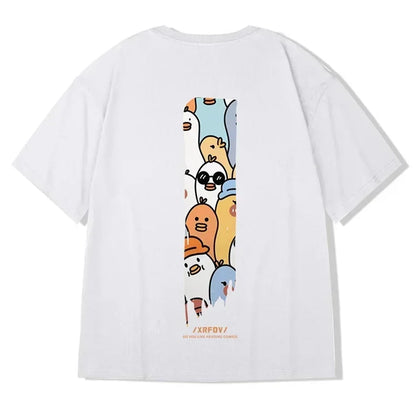 Summer Y2k Cartoon Men‘s T-Shirt New 100% Cotton Anime Short Sleeve Tee Loose Streetwear Women Oversize T-Shirt Tops Tees