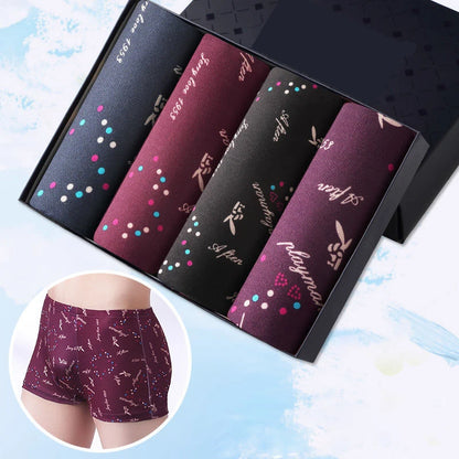 NEW Men's Panties 4pcs/Lot  Male Underpants Man Pack Shorts Boxers Underwear Fashion Sexy Mens Boxer Ultrathin Large Size L-4XL