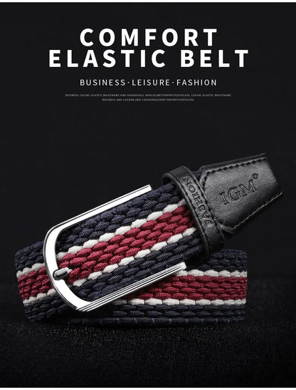 Men Women Stretch Belt For Unisex Knitted Braided Metal Pin Buckle Male Canvas Pants Jeans Elastic Belt