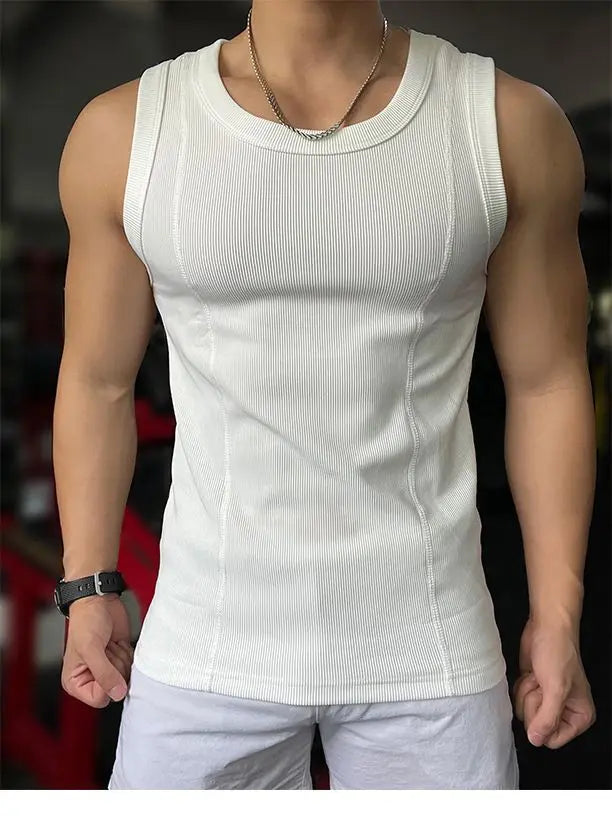 New Men's Casual Tank Top Summer Fitness Training Elastic Base Layer 2024 Sleeveless Sports Vest bodybuilding gym t shirt men