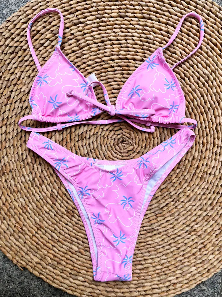 Micro Designer Bikinis Brand Triangle High Cut Thong Bikini Set Chic Swimsuit Women Swimwear Summer Beach Bathing Suits Monikini