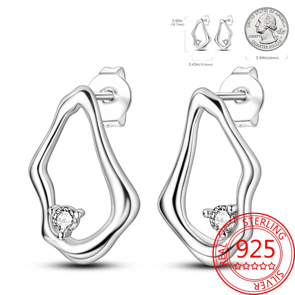 Fashionable 925 Sterling Silver Asymmetric Star Moon Earrings On The Inner Side Women's Anniversary Party Jewelry Accessories