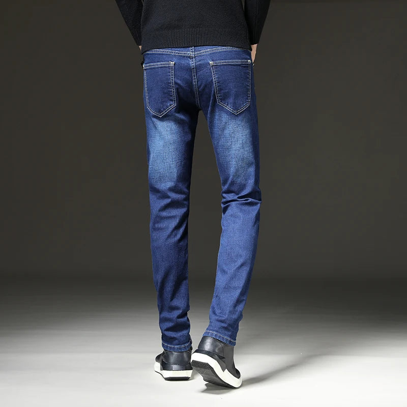 2024 Men's straight leg jeans loose casual pants Korean version trend slim fit versatile pants Men's trendy brand black blue