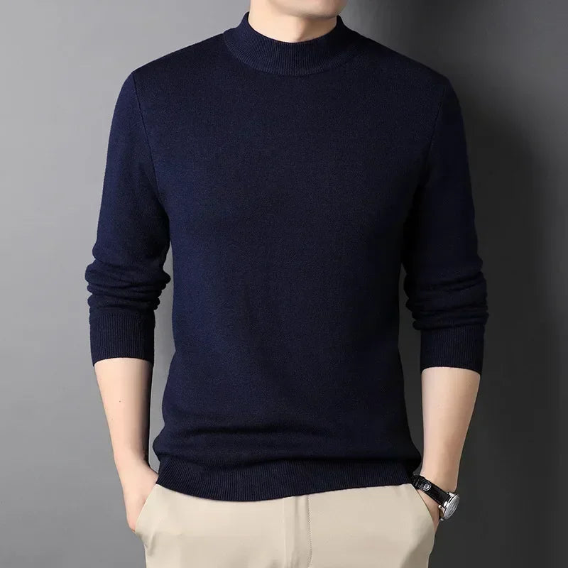 2024 Brand New Men's Cashmere Sweater Half Turtleneck Men Sweaters Knit Pullovers for Male Youth Slim Knitwear Man Sweater