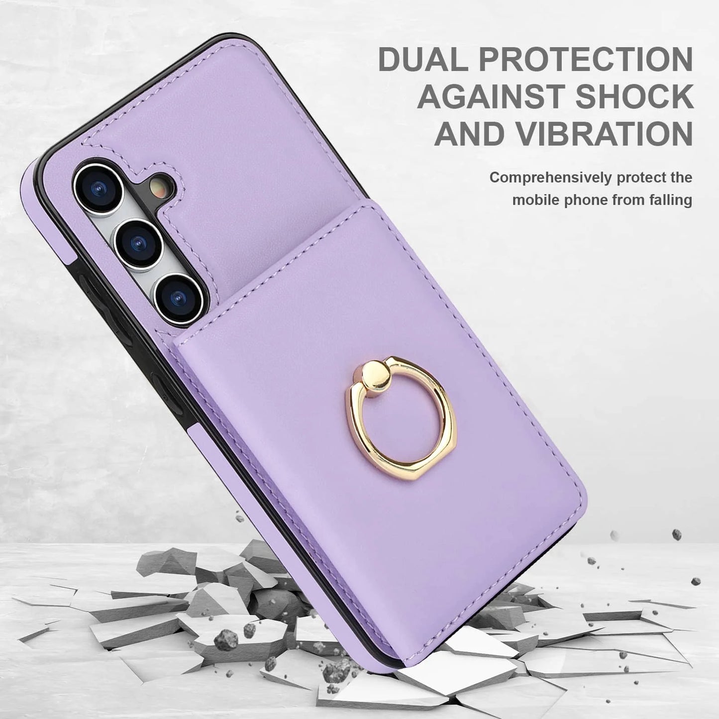 Wallet Case with Card Holder, 360° Rotation Ring Kickstand Magnetic Clasp for Samsung Galaxy A55/A35/A25/A12/A15/A54/A14/A73/A53