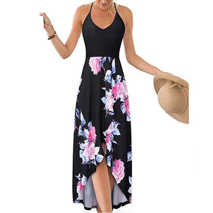 Casual Printed Summer Long Dresses For Women 2023 Elegant Pretty Slim Women's Sexy Backless Dresses Vintage Female Clothing