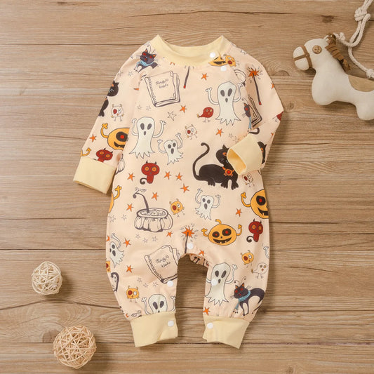 Spring and Autumn Clothes Long-sleeved One-piece Clothes for Boys and Women Babies and Young Children Festive Climbing Clothes