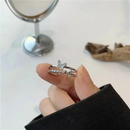 Silver Plated Unique Lines Ring For Women Jewelry Finger Adjustable  Vintage Ring For Party Birthday Gift Fashion Jewelry