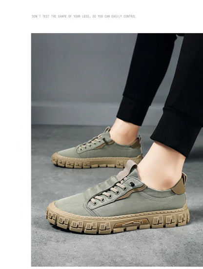 2024 New Men Canvas Shoes Brand Breathable Men Casual Shoes Fashion Comfortable Sneakers Platform Slip on Vulcanized Shoes Male