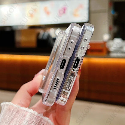 Love Heart Clear Case For Samsung Galaxy Z Flip 6 5 4 3 Transparent Hard PC Folding Cover For Samsung Z Flip6 Flip5 Flip4 Flip3