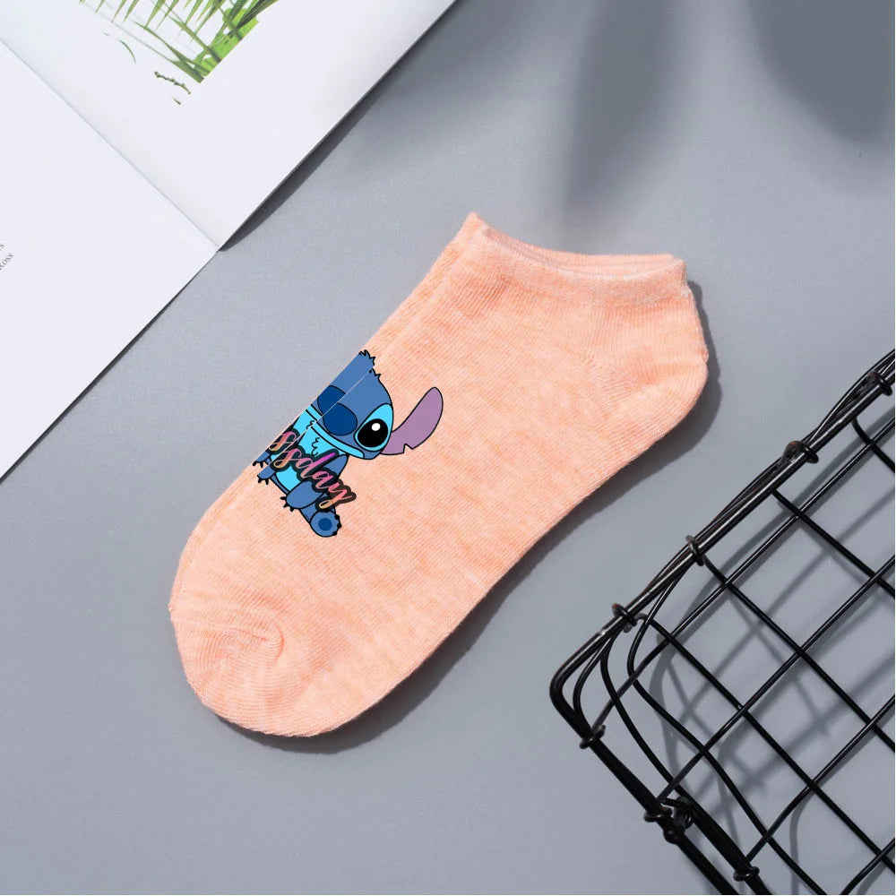 Anime Disney Lilo & Stitch Short Socks Cartoon Boat Socks Spring Summer Breathable Socks for Men and Women Cotton Ankle Socks