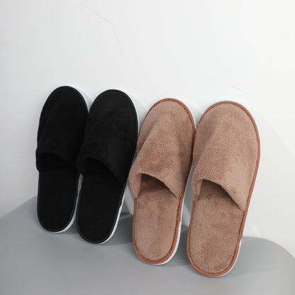 New Winter Women Fur Slippers Open Toe Flip Flops Thicken Warm Plush Home Shoes Couple Indoor Slippers for Bedroom Slides