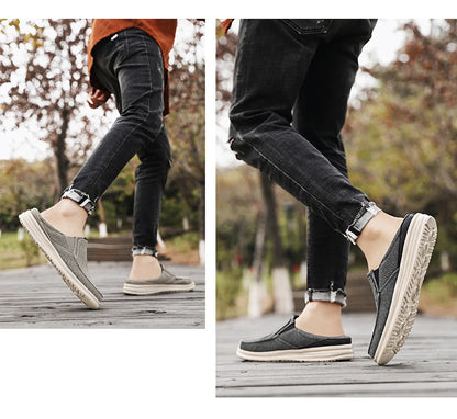 2024 Summer Men's Half Slippers Fashion Men's Flat Bottom Casual Shoes Soft Sole Cloth Shoes Support Shoes Men's Sports Shoes