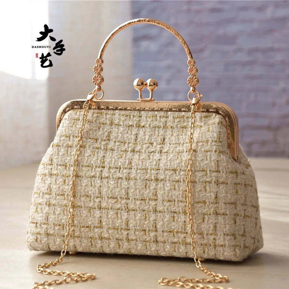 Vintage Designer Top Handel Bags Chain Strap Women Shoulder Crossbody Bag Lock Shell Elegant Fringe Bags Women's Handbags Purses