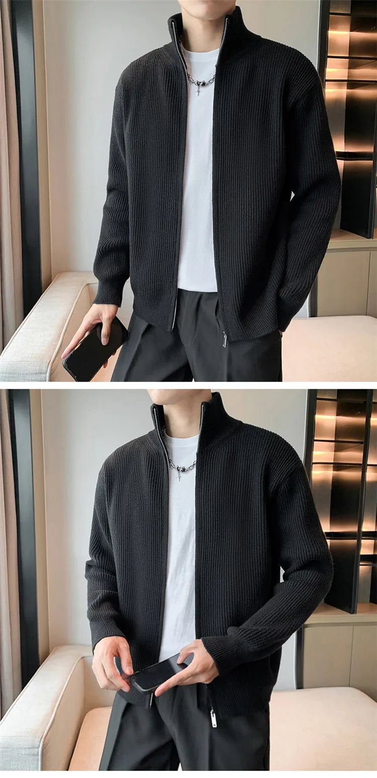 Autumn Turn Down Neck Cardigan Sweater Men Women Streetwear Loose Style Korean Knitwear Jacket Fashion Brand Mens Cardigan Z17