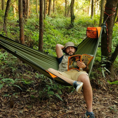 New Travelers camping outdoors with mosquito net hammocks, increased anti roll over speed, anti mosquito hammocks