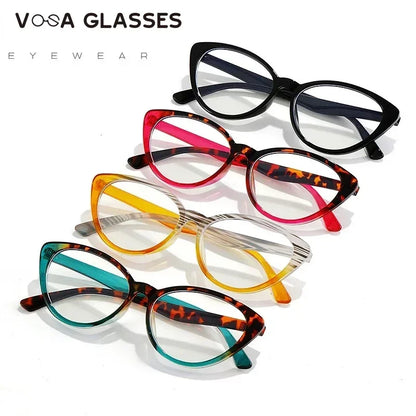 2023 Fashion Sexy Women Cat Eye Reading Glasses Retro Glasses Frame with Prescription Anti Blue Light Lenses Metal Eyewear