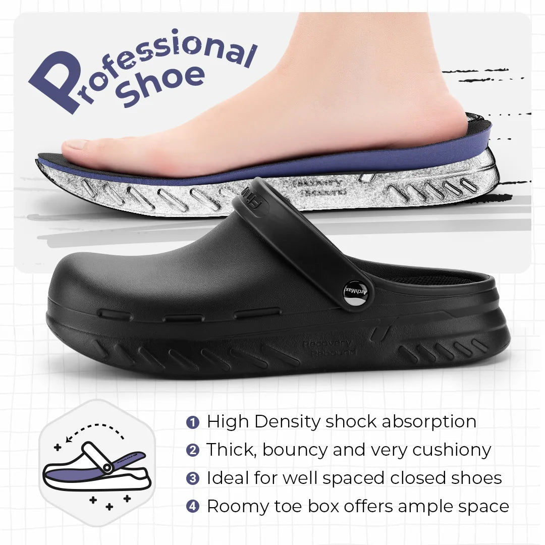 FitVille Men's Chef Shoes Garden Shoes Wide Design Slip Resistant Work Sandals for Food Service Waterproof with Arch Support