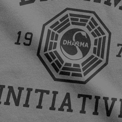 Men's Dharma Initiative T Shirts 1977 Tv Show Lost Cotton Clothes Novelty Short Sleeve Round Collar Tee Shirt Big Size T-Shirt