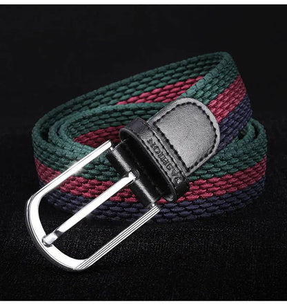 Men Women Stretch Belt For Unisex Knitted Braided Metal Pin Buckle Male Canvas Pants Jeans Elastic Belt