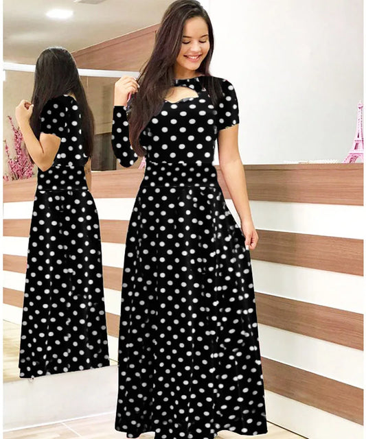 Robe Women's Casual Flower Summer Vestido Short-Sleeved Round Neck Floral Robe Mulheres Maxi Dress 2023 Elegant Kleid