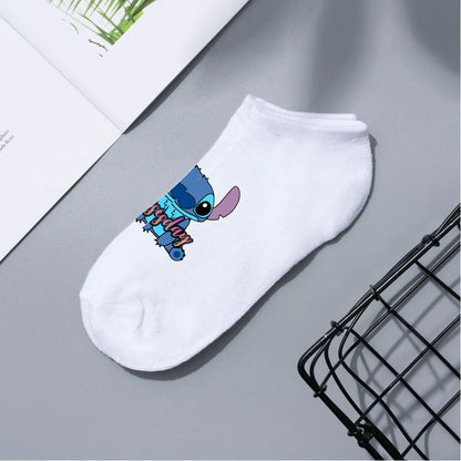 Anime Disney Lilo & Stitch Short Socks Cartoon Boat Socks Spring Summer Breathable Socks for Men and Women Cotton Ankle Socks