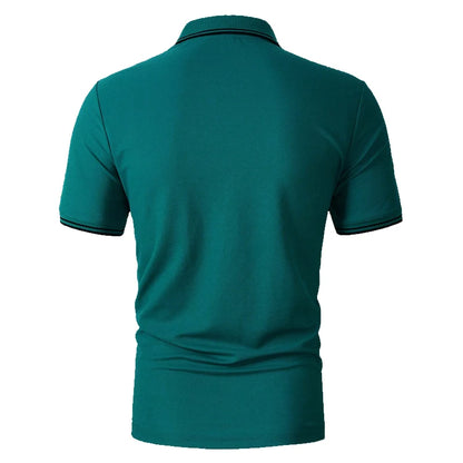 Men Clothes Summer Fashion Short Sleeve Pure Color Polo Shirt 100% Polyester Men Business Casual Lapel Golf Polo Shirt Tops