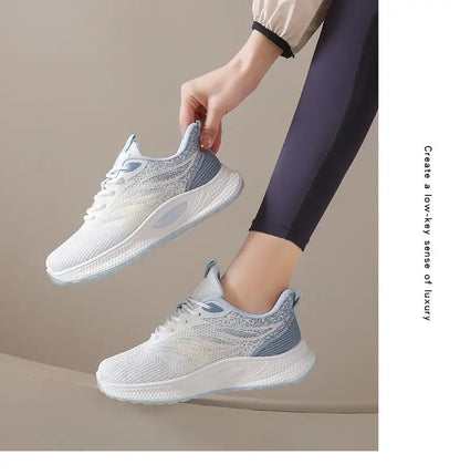 Spring 2025 New Thick Soled Sports Shoes Breathable Fitness Mesh Running Wear Resistant Casual Vulcanized Shoes for Women