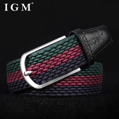 Men Women Stretch Belt For Unisex Knitted Braided Metal Pin Buckle Male Canvas Pants Jeans Elastic Belt