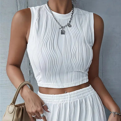 Sleeveless Rib Knit Tank Top Summer Casual Crop Top Streetwear Slim Fit High Street Style Koreanfashion for Women