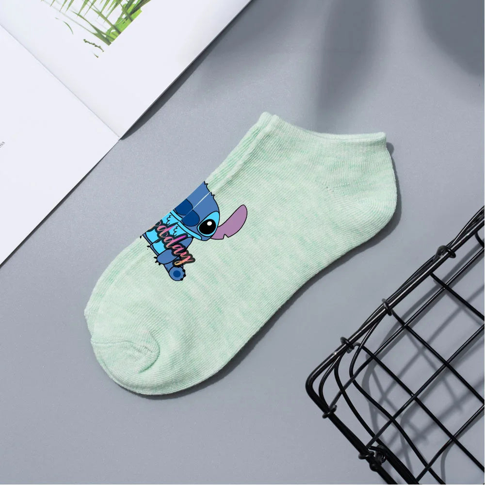 Anime Disney Lilo & Stitch Short Socks Cartoon Boat Socks Spring Summer Breathable Socks for Men and Women Cotton Ankle Socks