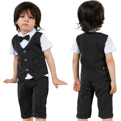 Baby Boys Clothing Set Infant Gentleman Outfit Top + Shorts Baptism Wedding Birthday Gift Costume 2PCS Kids Summer Clothes Suit