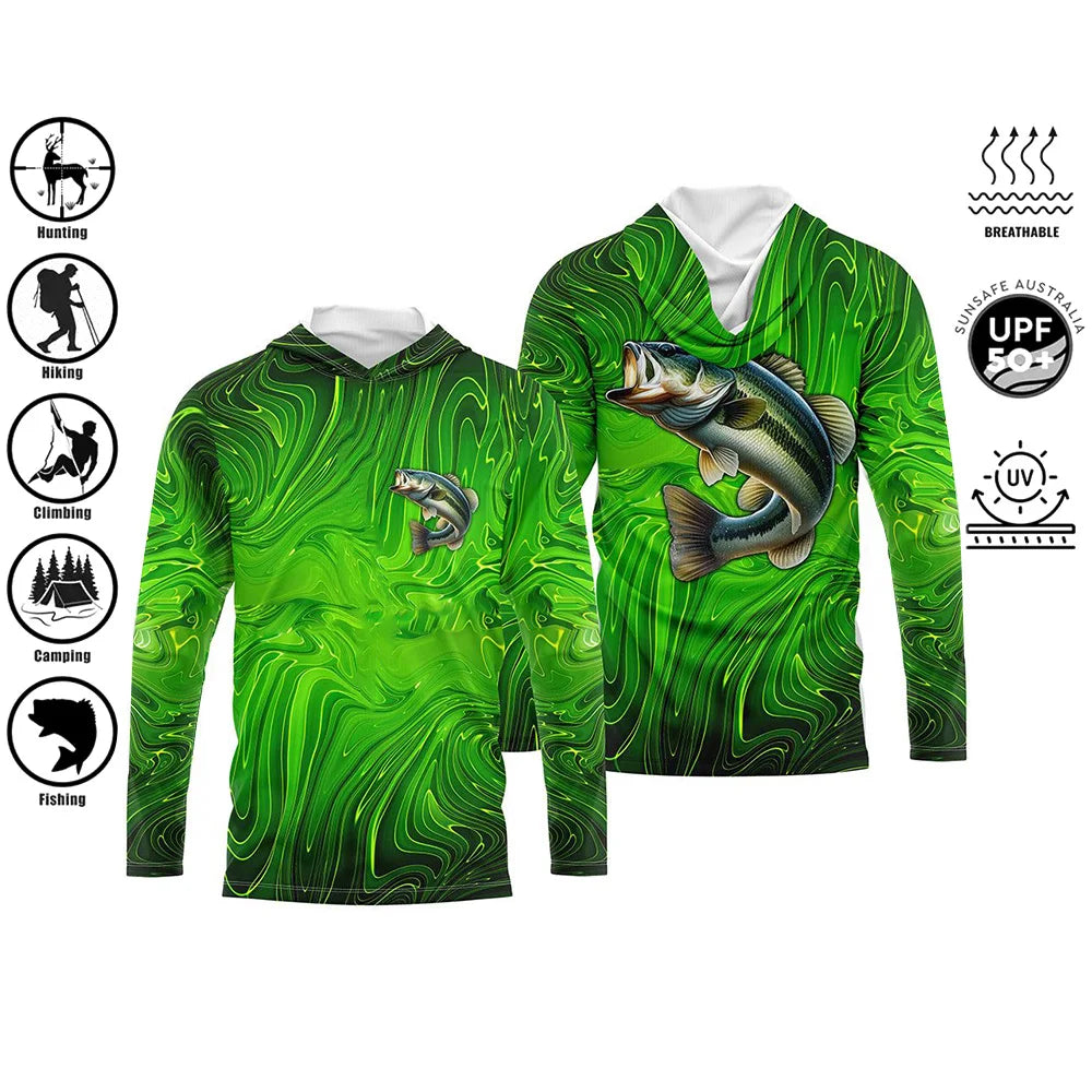 Fishing Shirt Hoodie,UPF 50+ Uv Protection Quick Dry Tops, Plus-size Breathable Camouflage 3D Fishing Shirt Tops 4XL