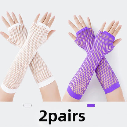 New Fashion Neon Fishnet Fingerless Long Gloves Leg Arm Cuff Party Wear Fancy Dress for Womens Sexy Beautiful Arm Warmer