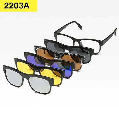 6 In 1 Custom Men Women Polarized Optical Magnetic Sunglasses Clip Magnet Clip on Sunglasses Polaroid Clip on Sun Glasses Frame