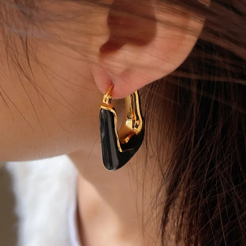 2023 New Fashion Korean Oversized Brown Drop Earrings for Women Bohemian U Shaped Golden Square Wedding Earrings Jewelry Gift