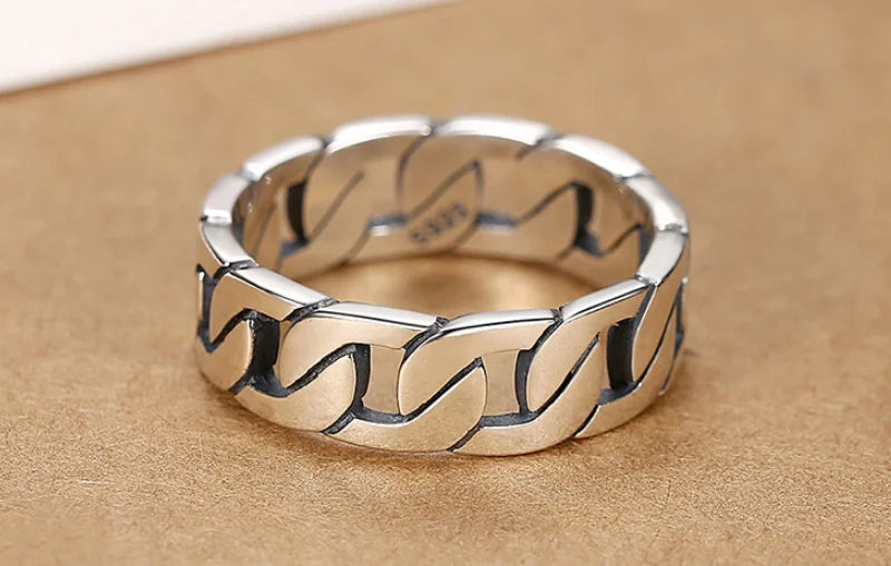 Real Silver Weave Ring For Man Woman Couple Rings S925 Sterling Silver Retro Classical Simple Lover Ring Jewelry Gift